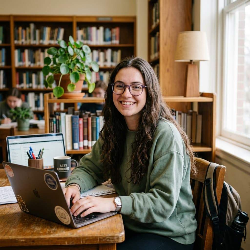 Student at a laptop